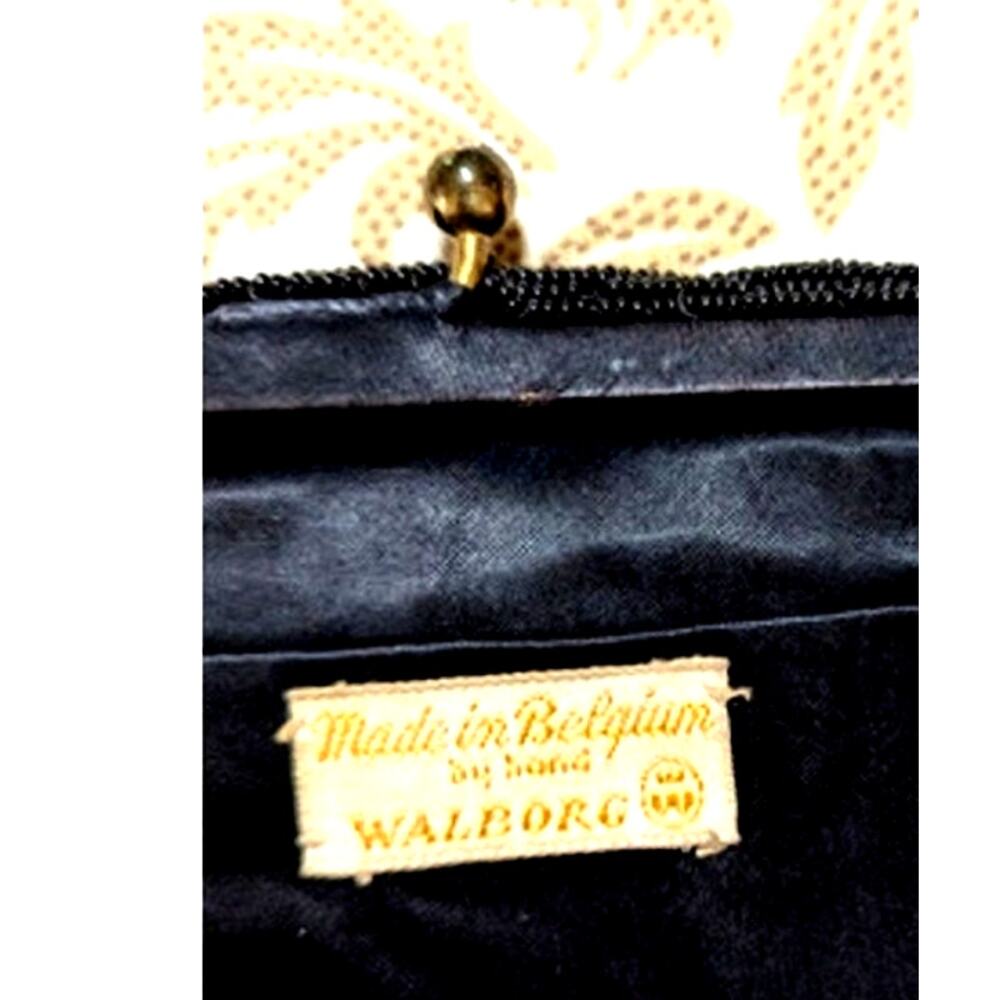 Vintage Walborg black beaded evening clutch made in Belgium by hand mid century - Picture 3 of 7
